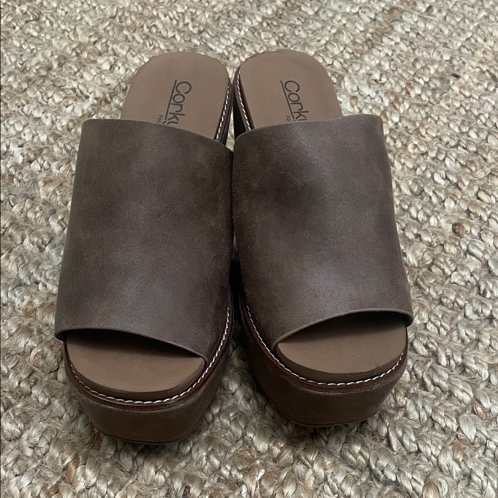 Corkys Dark Brown Leather Mules